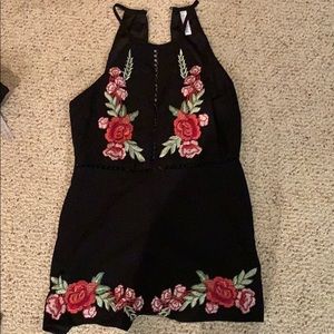 Black floral romper